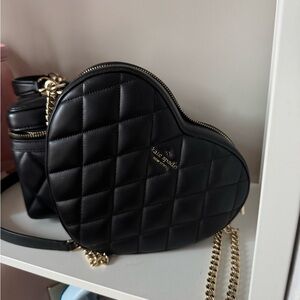 Kate Spade Black Quilted Heart Crossbody Bag